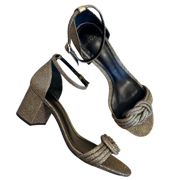 Alexandre Birman Shoes - Alexandre Birman Vicky 60 Metallic Gold Bronze Glitter Knotted Sandal 38